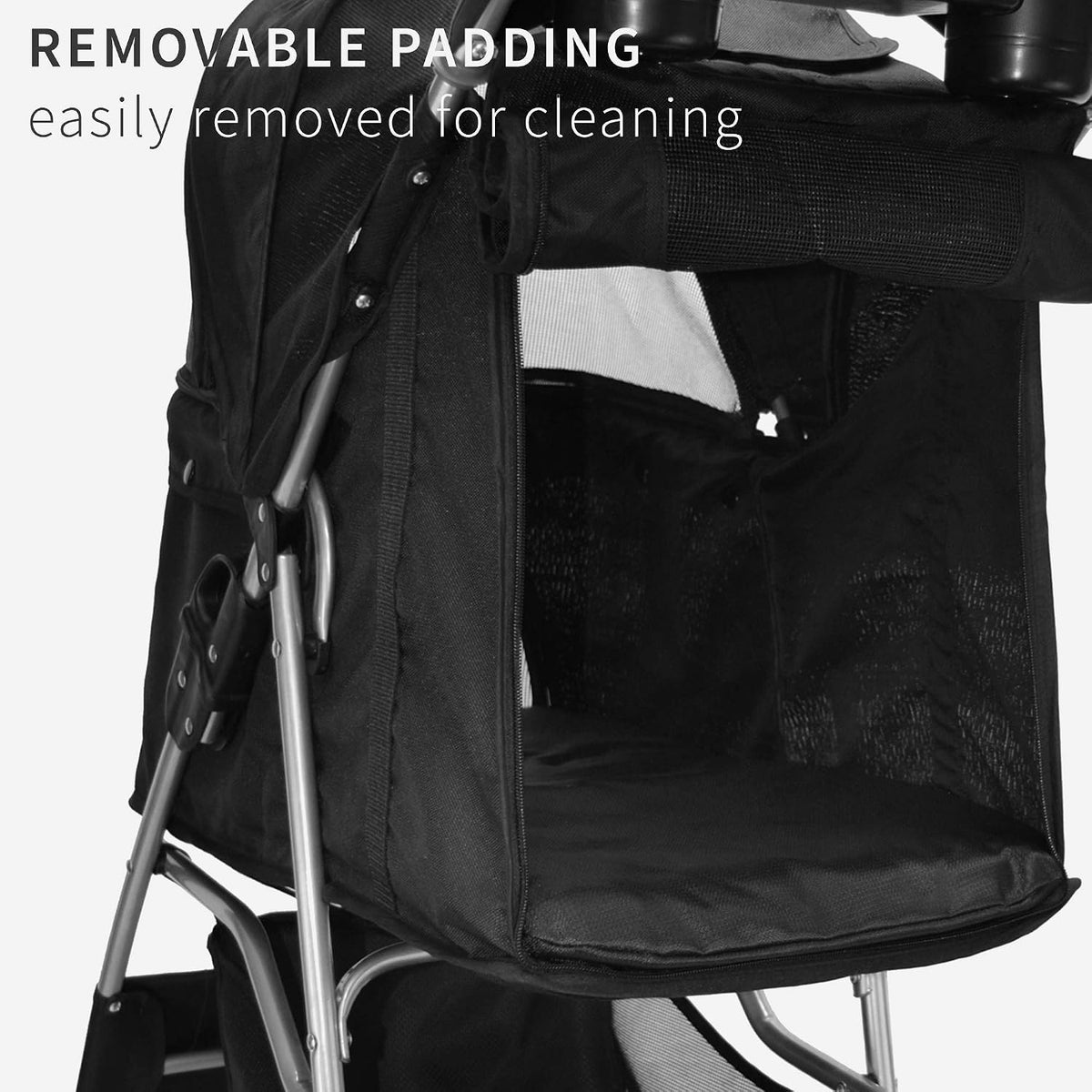 VIVO Pink 4 Wheel Pet Stroller for Cat, Dog and More - Black - image 4
