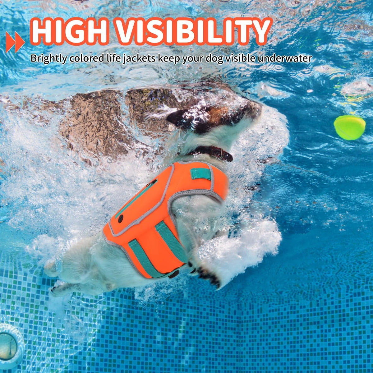 Dog Life Jacket, Good Visibility Pet Swimming Vest for Boating L – Essentials for Dogs - Orange / XX-Small - image 3