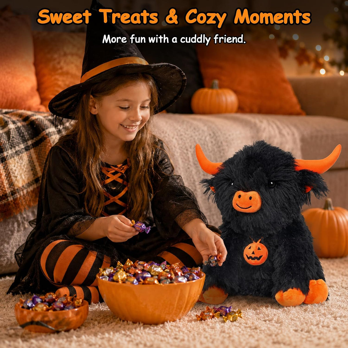 Wepop 5lbs Highland Cow Weighted Stuffed Animals 22in Giant Highland - Highland Cow-blackz - image 3