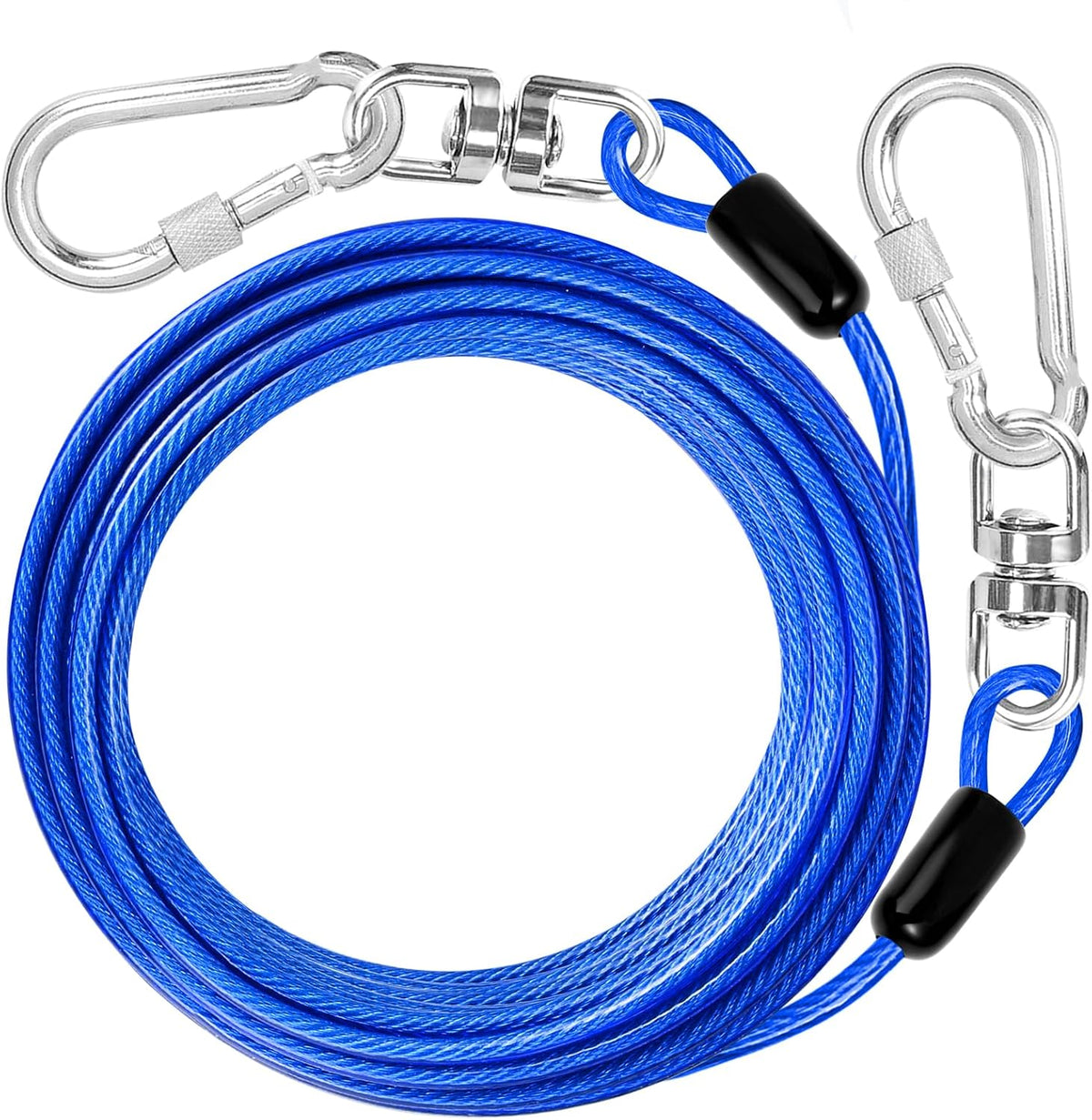 jenico Dog Tie Out Cable: 10 ft Dog Leads for Yard Heavy Duty – Essentials for Dogs - Blue / 25FT