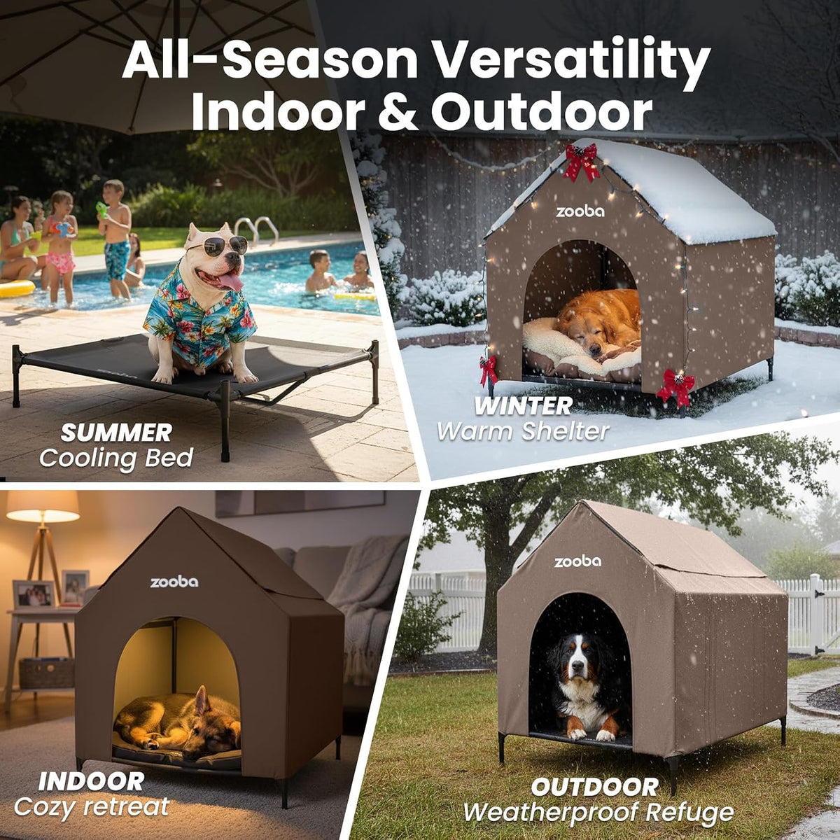 Zooba Large Dog House Outdoor - Brown / Large: 36 inch - image 3
