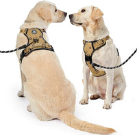 NESTROAD No Pull Dog Harness,Adjustable Oxford Dog Vest Harness with Leash,Reflective No-Choke Pet Harness with Easy Control Soft Handle for Medium Dogs(Medium,Light Brown)