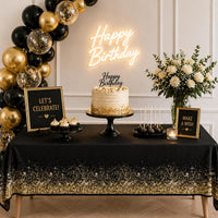 Stone Wall Table Covers, 54"x108" XL, Medieval Party Decorations - Black Gold (Pack of 3) - image 2