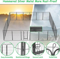 Dog Playpen, Outdoor Dog Fence, 24 Panels, 40" H Dog Pen for Medium/Small Dogs, Heavy Duty Metal Pet Fence with Gate, Portable Dog Fence for RV Camping and Yard (Black)