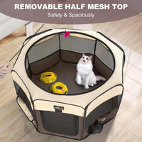 Aivituvin Dog Playpen, Foldable Pet Play Pens with Carrying Bag for Cat, Puppies, Rabbits, Portable - XL / Brown - image 3