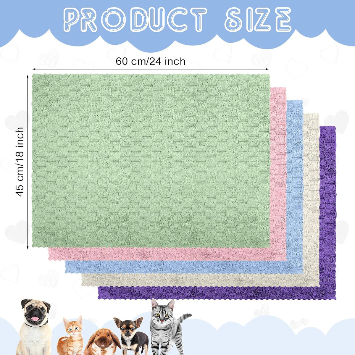 SmoothNovelty 5 Pcs Waterproof Guinea Pig Cage Liner - Multicolored / 18" X 24" / Waffle - image 2