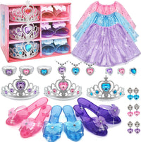 Mrabbitoo princess dress up set with tulle skirts, play heels, crowns and jewelry