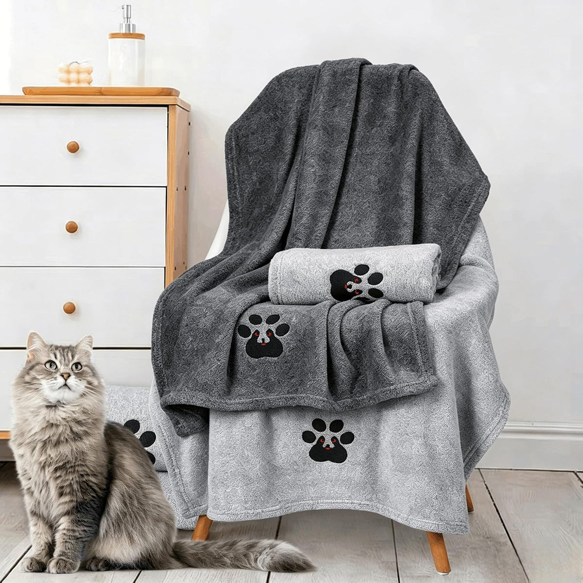 Dogvingpk Dog Towels for Drying Dogs 2 Pack - Grey and Black / M-36" * 28" - image 3