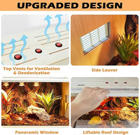 Prolee Bearded Dragon Tank, Reptile Enclosure, Snake Tank, Reptile Terrarium, Built-in Light Fixtures with Switch, (37 Gallon, 40" Long, Thick Wood Roof)