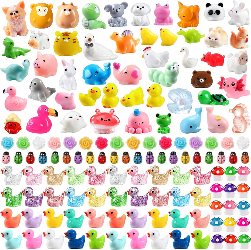 DULEFUN 150 mini resin animal and duck figurines in bright colors