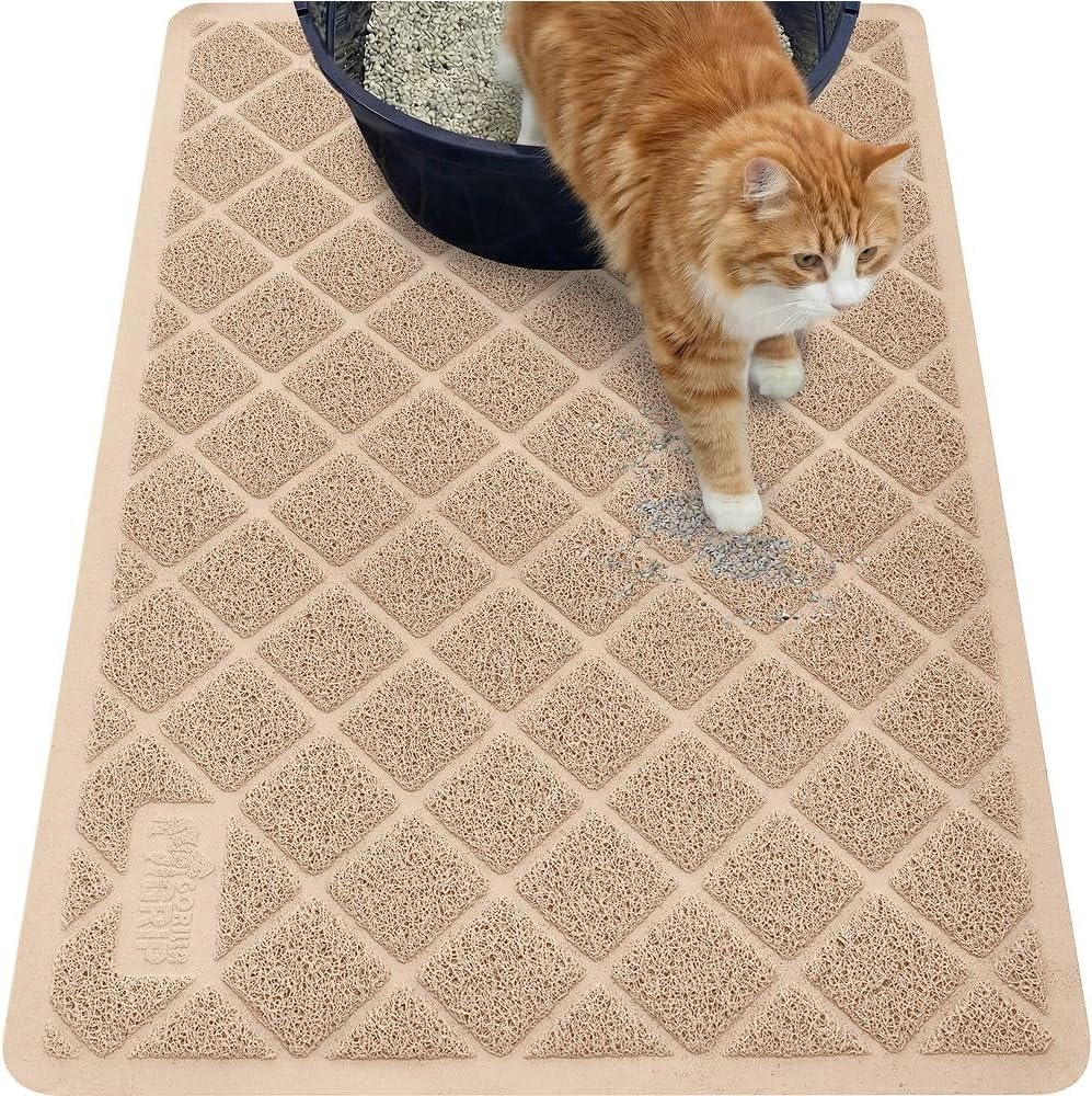 GORILLA GRIP Cat Litter Mat, Coiled Mesh Trapping Mats - Large (35" x 23") / Beige