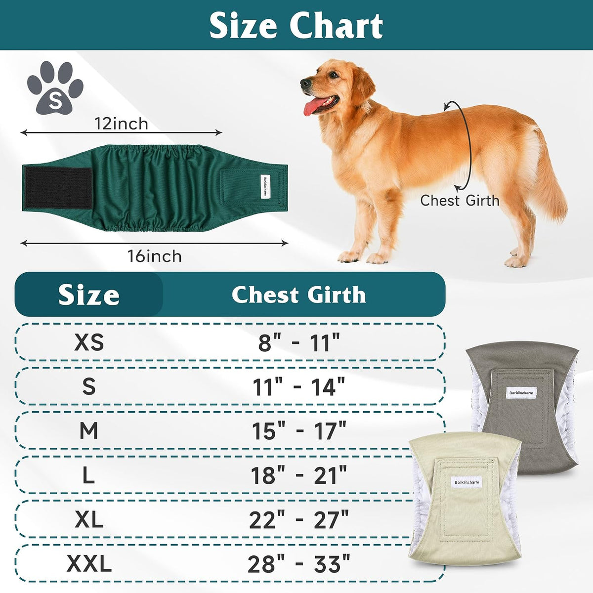 5 Pack Dog Diapers Male, High Absorbing Dog Wraps - Large / Green - image 3