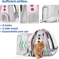 Lollimeow Cat Carrier Backpack, Bubble Dual Expandable Backpack Carrier, Pets and Small Dogs,Airline-Approved, Designed for Travel, Hiking, Walking & Outdoor Use (Dual Expandable-Pink)