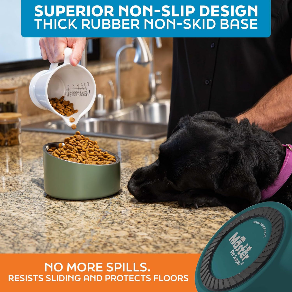 Master Pet Supply Stainless Steel Slanted Dog Cat Food Bowl 24 oz - Emerald Sea / 3 Cups (24 oz) - image 4