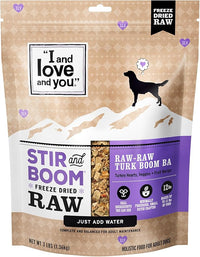 I AND LOVE AND YOU Stir and Boom Dehydrated Freeze Dried Raw Dog Food - Turkey - Grain Free, Real Meat, No Fillers, 3lb Bag