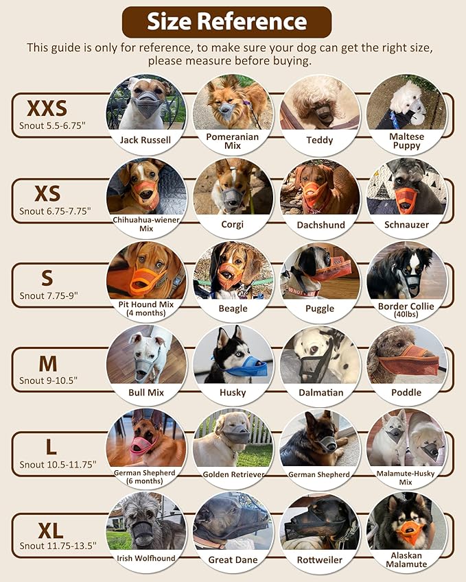 Crazy Felix Nylon Dog Muzzle for Small Medium Large Dogs, Air Mesh Breathable and Drinkable Pet Muzzle for Anti-Biting Anti-Barking Licking (XXXS, Beige)