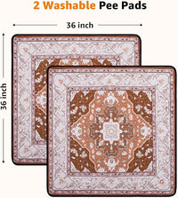 Washable Pee Pads for Dogs: 2 Pack Reusable, Waterproof & Leakproof Puppy Pad, Non-Slip Whelping & Potty Training for Floor, Playpen, Crate, Couch, 36x36