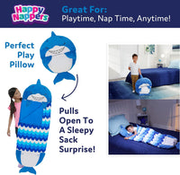 Happy Nappers 2-in-1 Pillow & Sleepy Sack Blue Shark 66x30 Large – Fun for Kids & Family - image 3