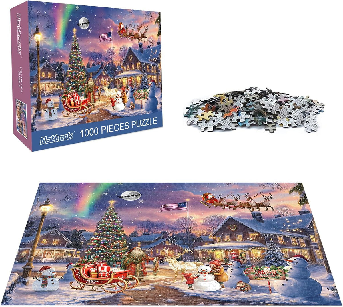 Nattork Jigsaw Puzzle 1000 Pieces for Adults - Snowy Night - image 3