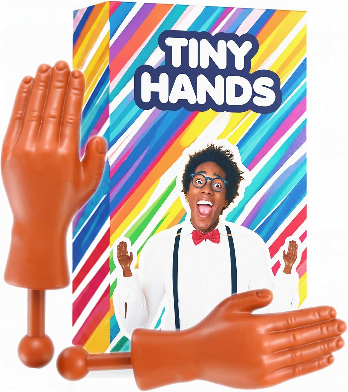 DR DINGUS Tiny Hands Original Little Small Mini Hand Stick Puppet – Fun for Kids & Family - 1 Pair (Dark)