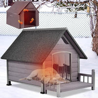 Metal Frame Dog House with Insulated Liner for Indoor & Outdoor Use - Large Dog Kennel with Weatherproof Roof & Foot Pads for Small, Medium & Large Dogs(Grey)