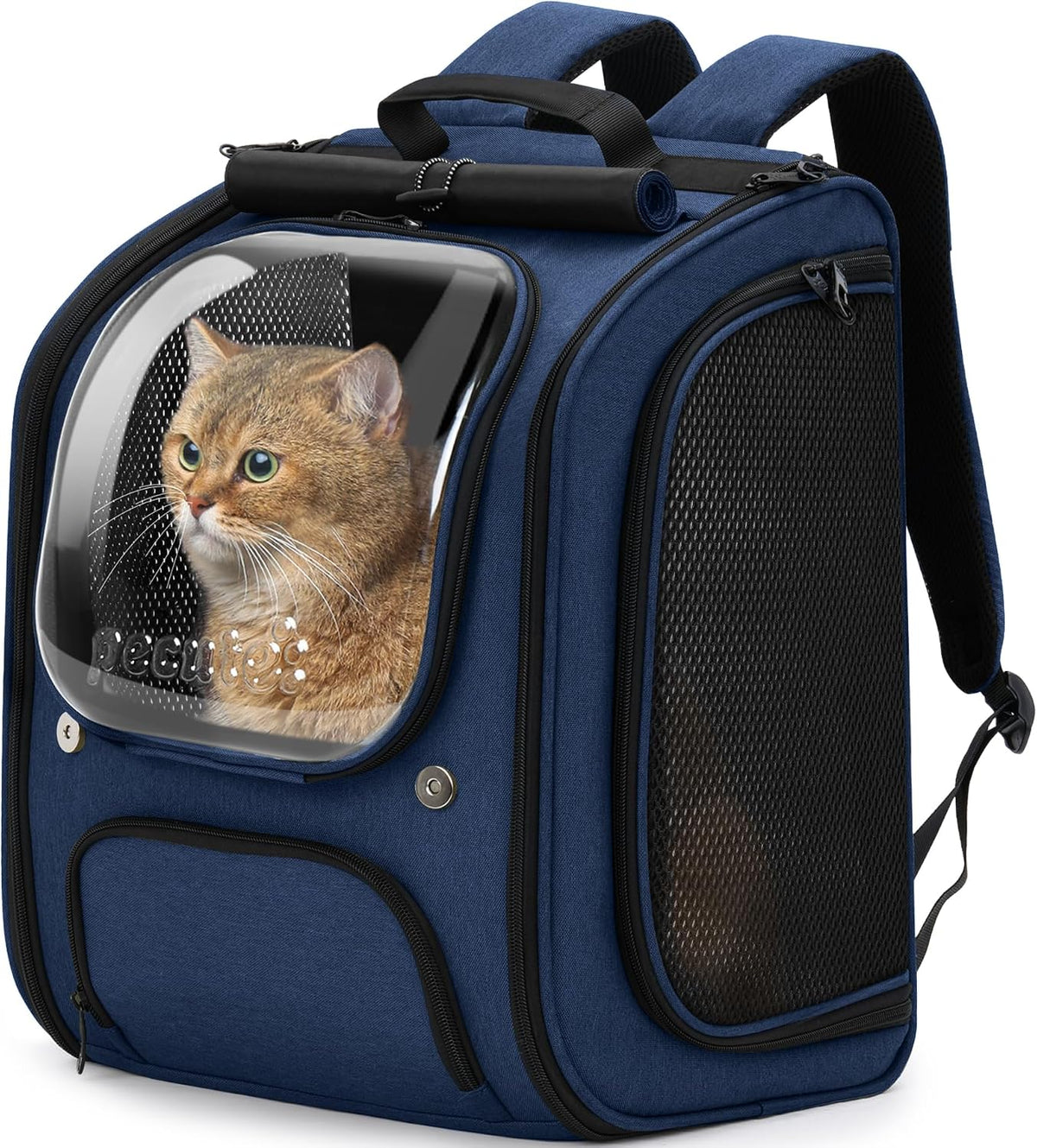 Pecute Cat Backpack Carrier, Large Space Cat Bubble Backpack - Blue / 12.6"L x 10.2"W x 16.5"H
