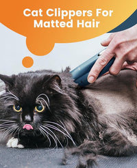 oneisall Quiet Pet Clippers, Cat Clippers for Matted Hair, Cordless Cat Hair Trimmer for Paw, Waterproof Pet Trimmers for Cats, Pet Shaver for Dogs and Cats