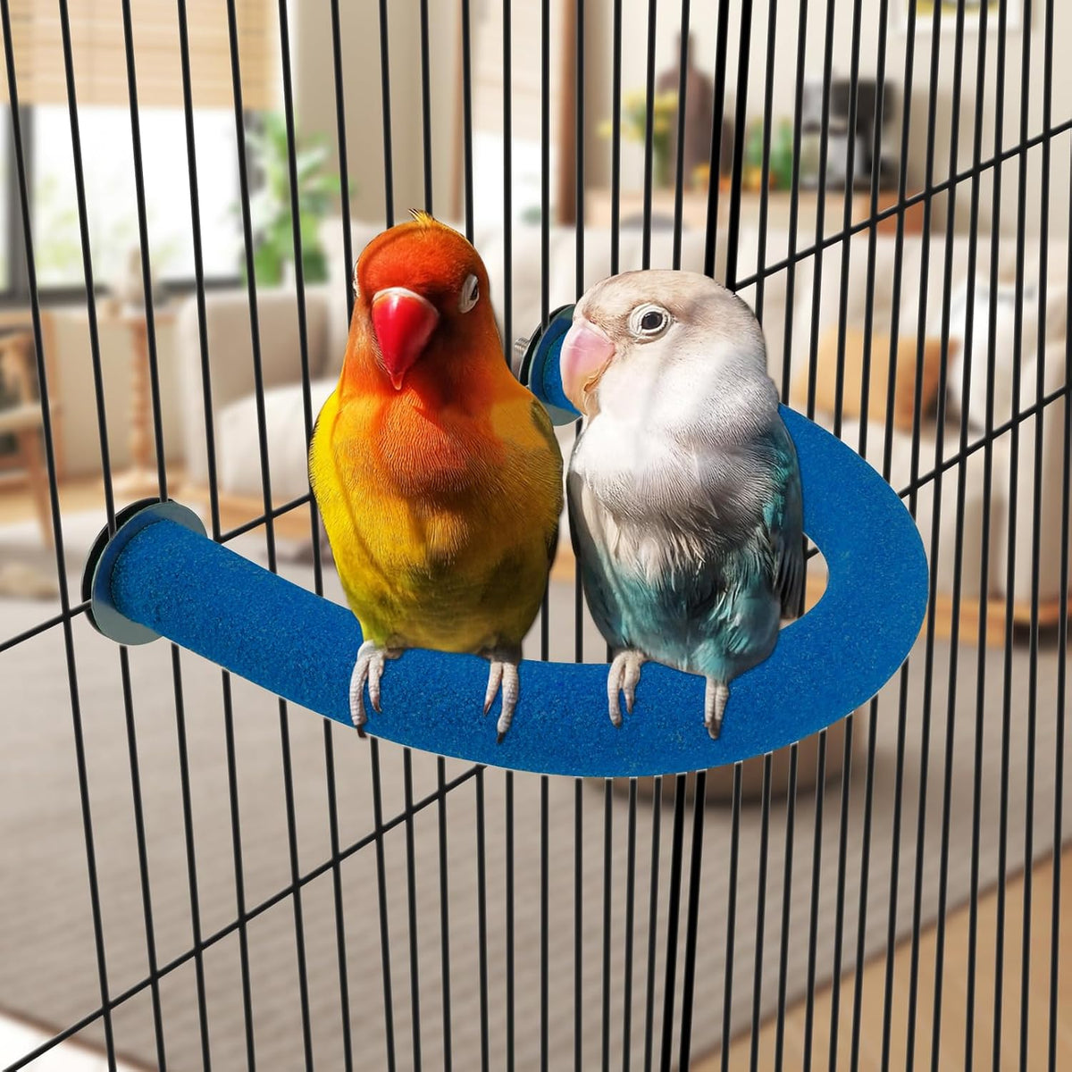 U-Shaped Large Parrot Perch, Quartz Bird Perch for Cage – Essentials for Birds - Small / Blue - image 4
