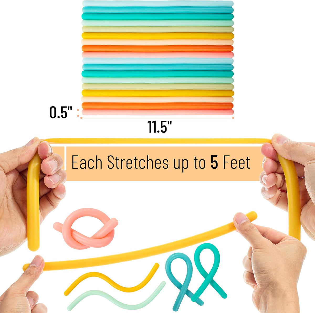 Mr. Pen, Monkey Noodle Fidget Toy, Colorful - Ocean Shades / 18 Pack - image 4