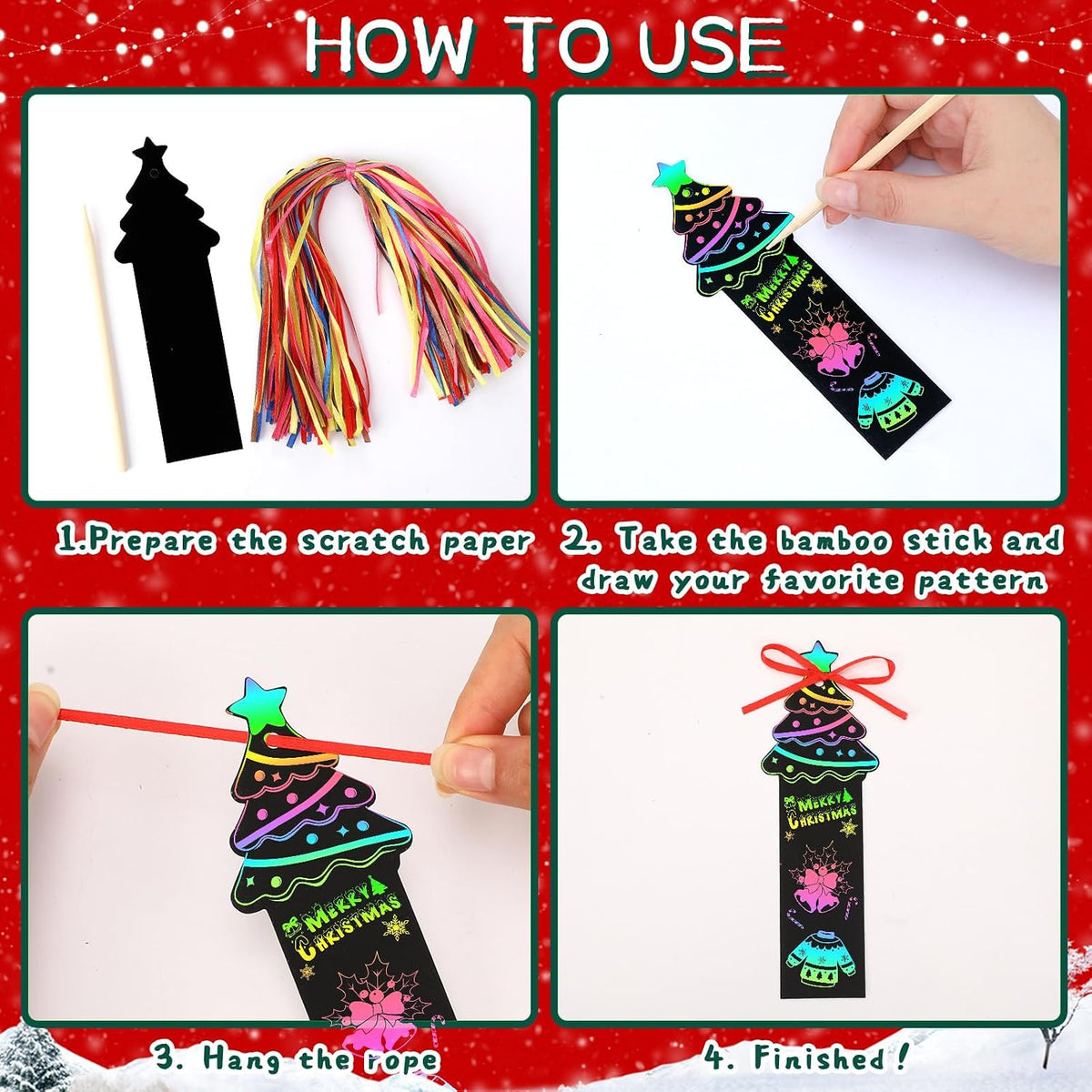 AUGSUN fall rainbow scratch art bookmarks with pumpkin and leaf designs - view 40