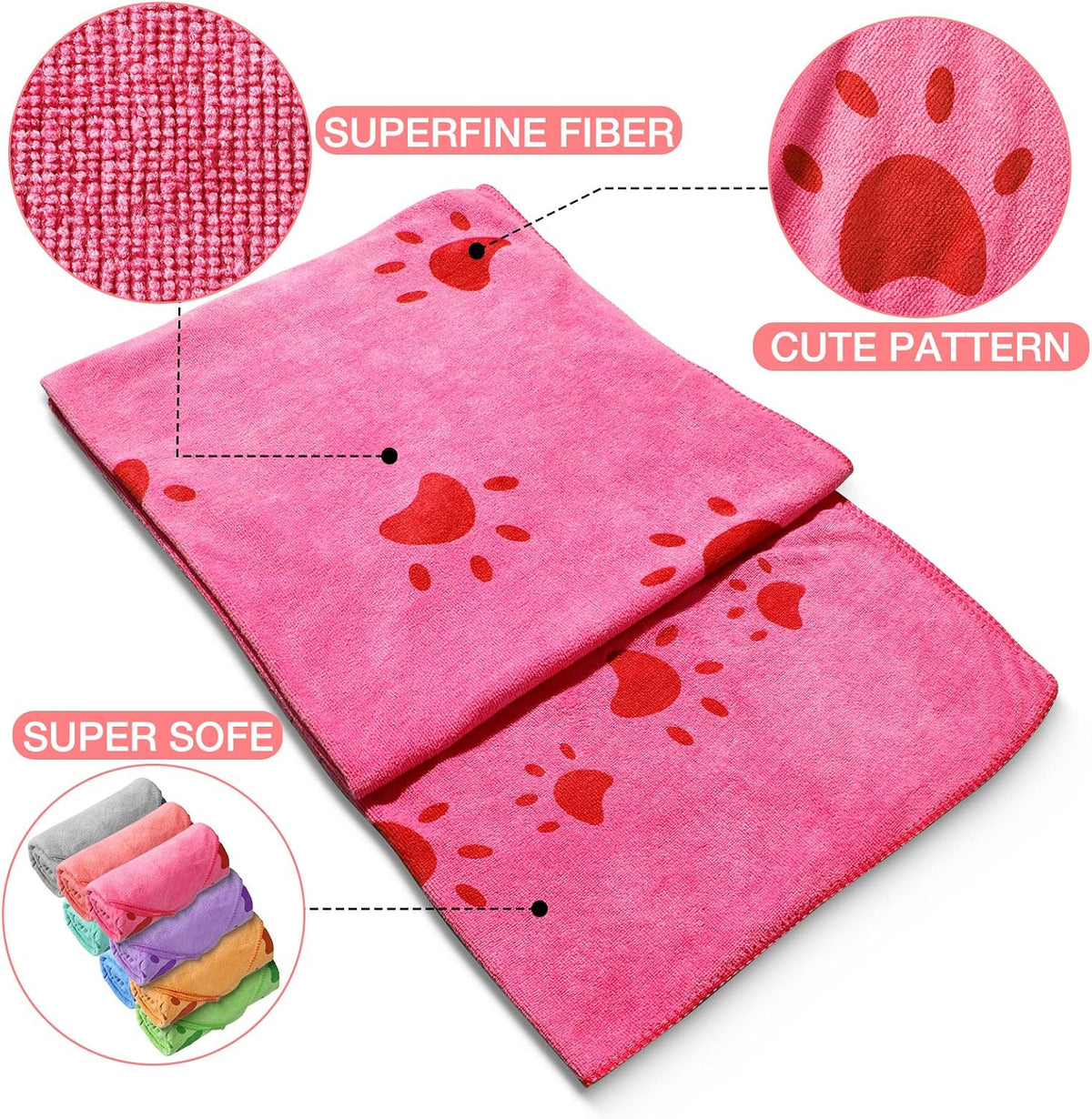 8 Pcs 55 x 28" Dog Towels Absorbent Microfiber Bath Drying Towels - image 4
