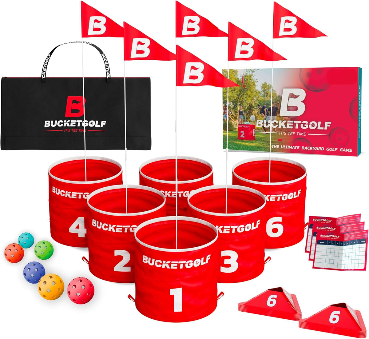 BucketGolf 6 hole backyard golf game bundle with clubs and carry bag - view 2