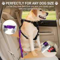 Dog Seat Belt for Car, Retractable Pet Safety Harness - Purple-1PCS - image 2