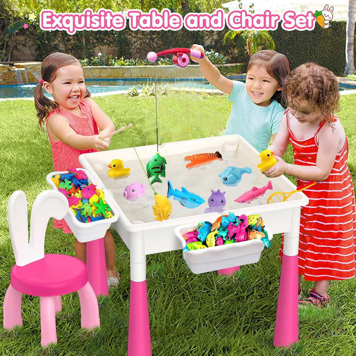 OCATO Kids Table and 4 Chairs Set Activity Table Kid Water Table – Fun for Kids & Family - Table and 2 Bunny Chairs Set - image 3