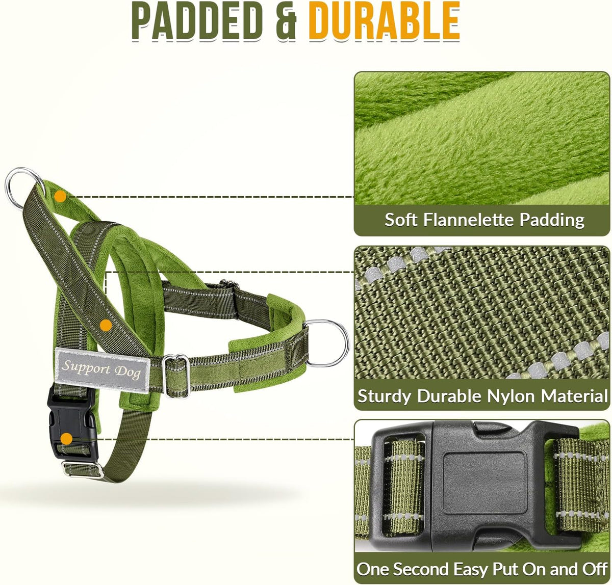 SlowTon No Pull Dog Harness and Leash Set, Heavy Duty - Green / Large - image 3
