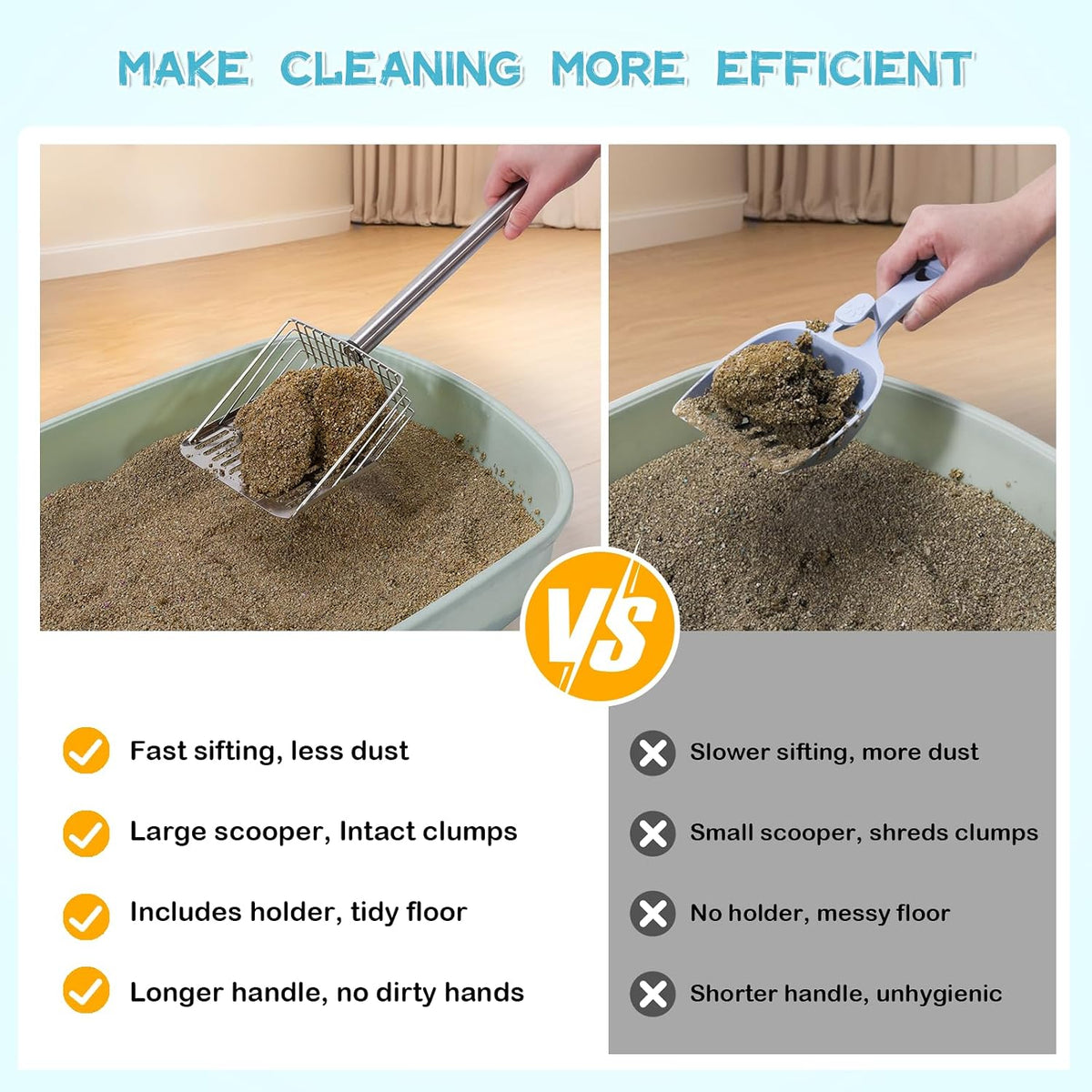 Cat Litter Scoop 43 inch Metal Litter Scooper with Stainless Steel - stainless steel - image 2