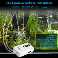 AquaMiracle Lithium Battery Powered Portable Aquarium Air Pump - For Tanks up to 120Gal - image 2