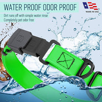 Dogline Biothane Waterproof Dog Collar with Herm Sprenger Stainless Steel Quick Release Buckle – Heavy Duty Tactical Durable Collar for Dogs – Comfortable and Safe Pet Collar, W 3/4" L 12-19", Green