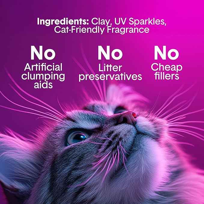 Boxie® Glo™ 30 Day Odor Control Clumping Clay Cat Litter, 28lb, Multi-Cat, 99.9% Dust-Free, Low Tracking, UV Light Attractant, Superior Clumping for Easy Scooping