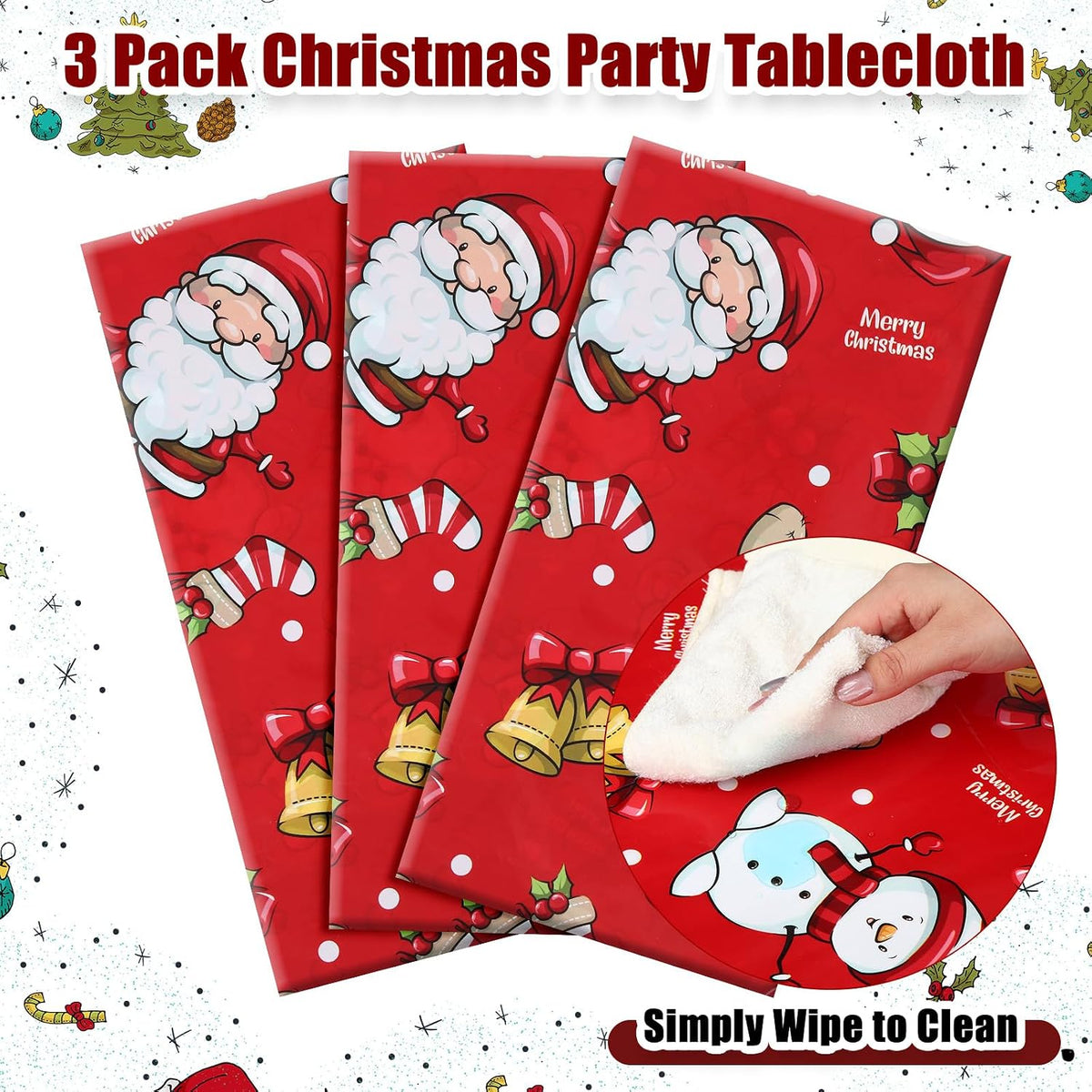 Newwiee 3 pack Halloween plastic tablecloths with candy corn print, 108 x 54 inches - view 28