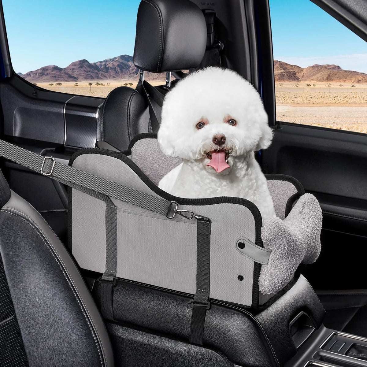 Center Console Dog Car Seat for Small Dogs - gray