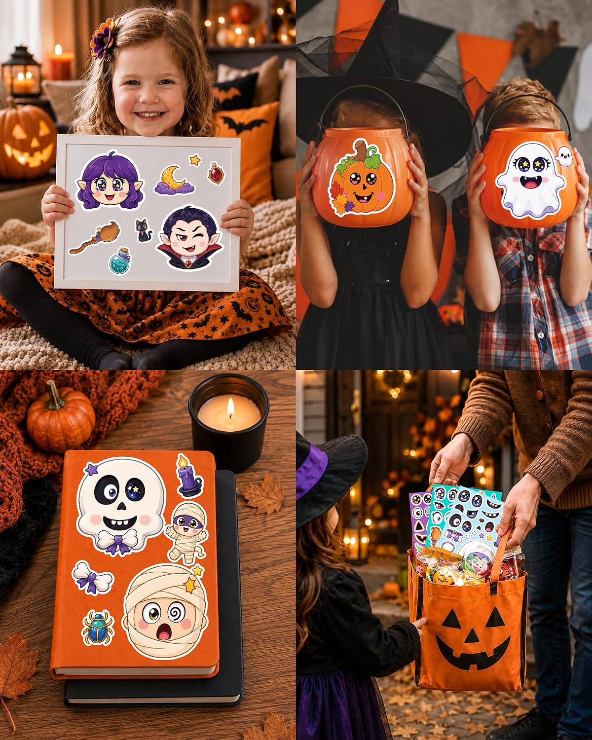 Halloween Stickers for Kids, 24 DIY Face Sheets - Halloween Cute - image 3