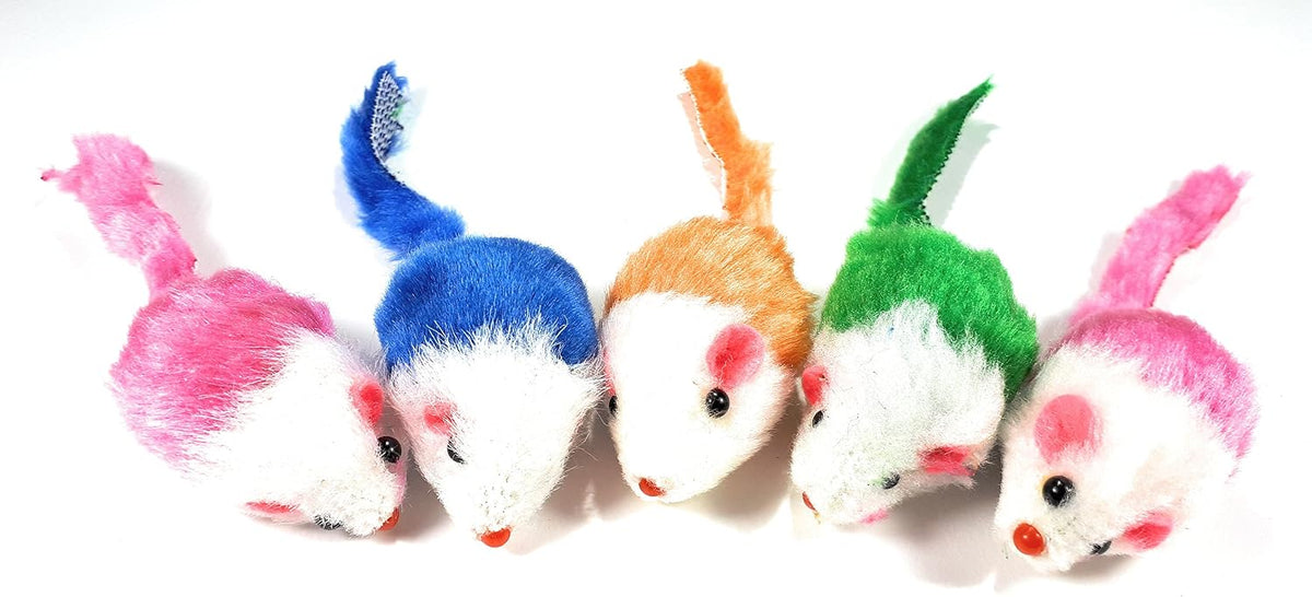 Play Fur Mice Cat Toys – Mixed Bag of 10 Play Mice with Rattling Sounds – 4 Color Variety Pack - image 2