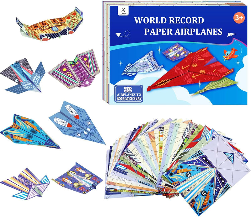 Paper Airplane Kits with 16 Classic Designs - Red