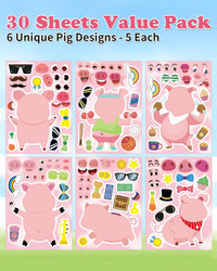 30 Unicorn Make-a-Face Sticker Sheets for Kids – Fun for Kids & Family - Piggy - image 2