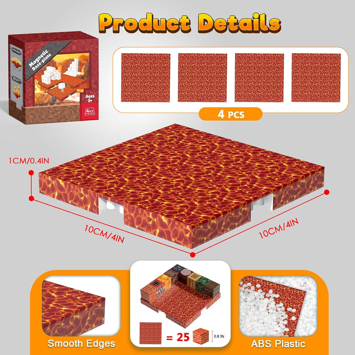 GraceDuck 300 PCS Magnetic Blocks, Magnetic Building Blocks - Red - 4pcs - image 3