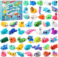 JOICEE 24Pcs 3D Printed Dinosaur Animals Mini Dinosaur Toys – Fun for Kids & Family - Sky Blue