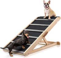 Dog Ramp for Bed, Extra Wide 17’’ - Brown / Large