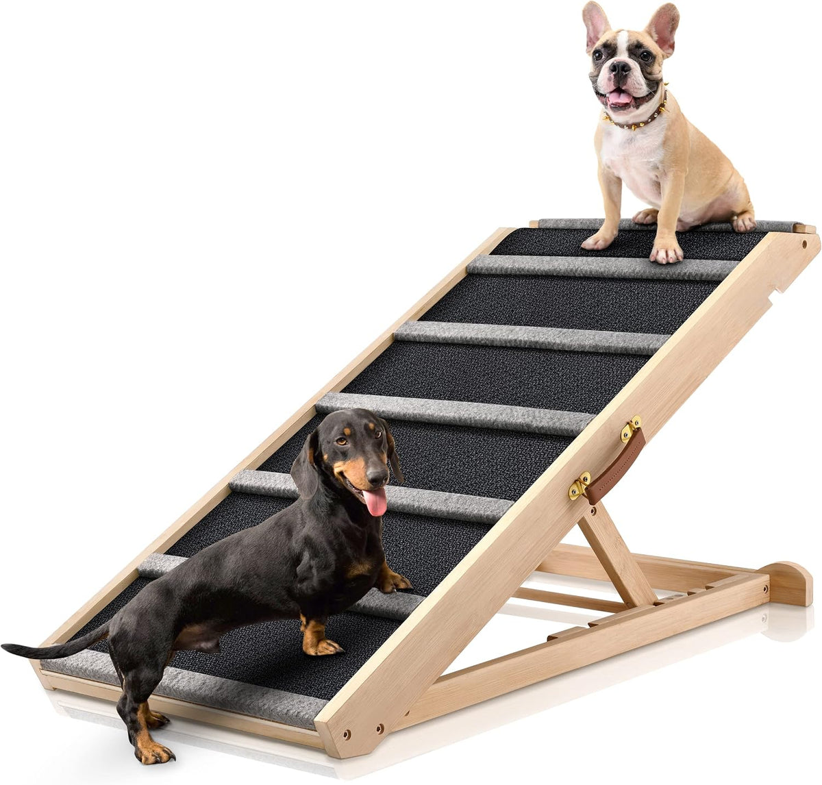 Dog Ramp for Bed, Extra Wide 17’’ - Brown / Large