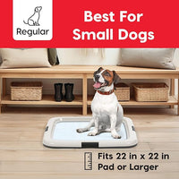 IRIS USA Pee Pad Holder - For Potty Training Regular Sized Dog & Puppy Pee Pads, Secured Latches, Non-Skid Feet, Leak Protection, Fits 22"x22" Pad or Larger, Square, Dark Gray